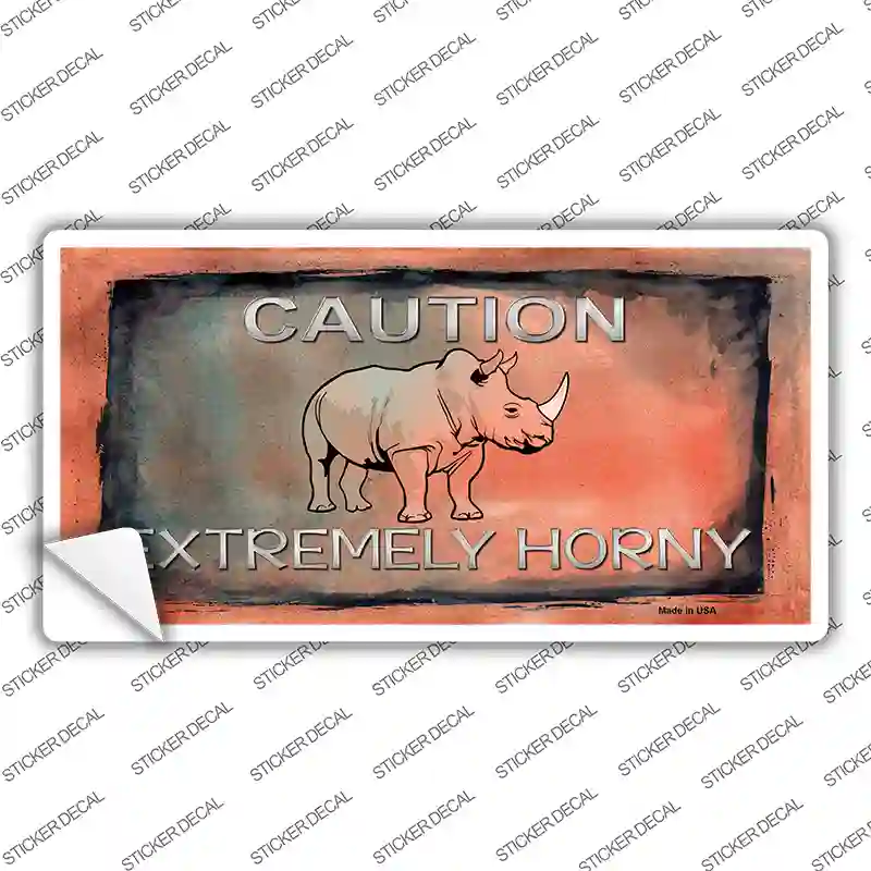 Caution Extremely Horny Novelty Sticker Decal