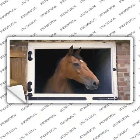Horse In Barn Novelty Sticker Decal