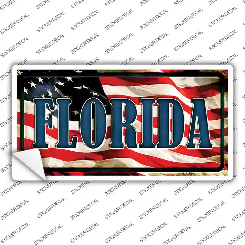Florida on American Flag Novelty Sticker Decal