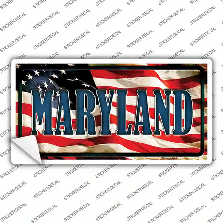 Maryland on American Flag Novelty Sticker Decal