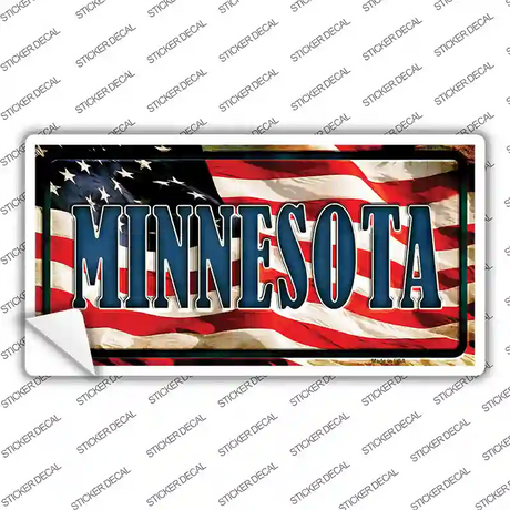 Minnesota on American Flag Novelty Sticker Decal