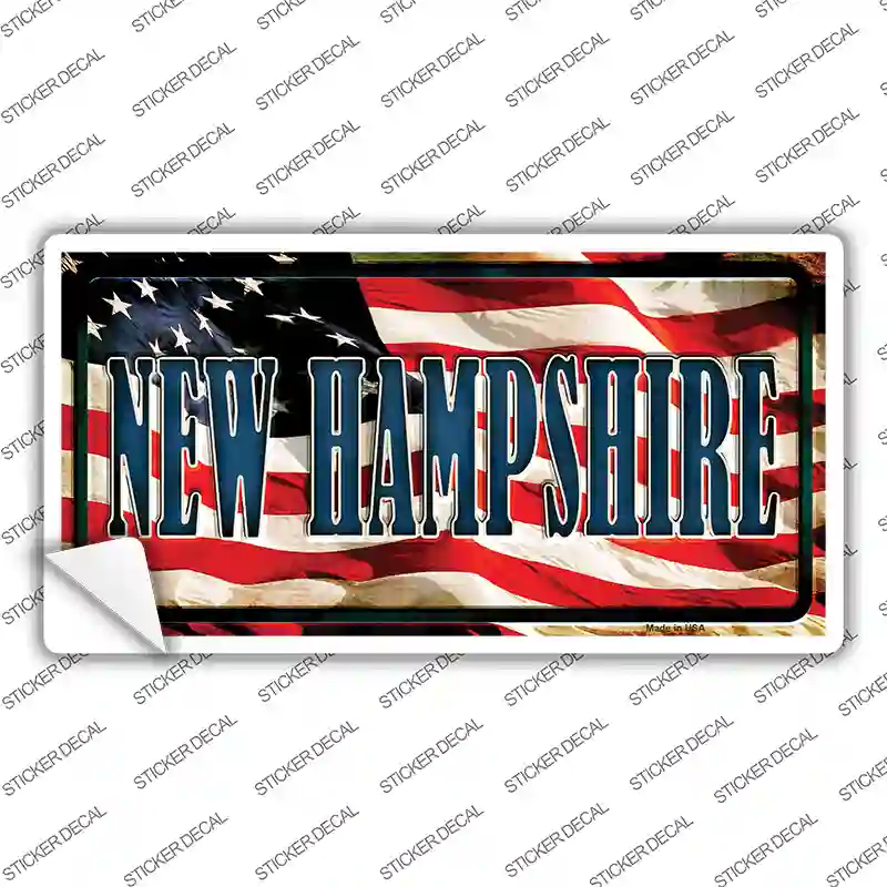New Hampshire on American Flag Novelty Sticker Decal
