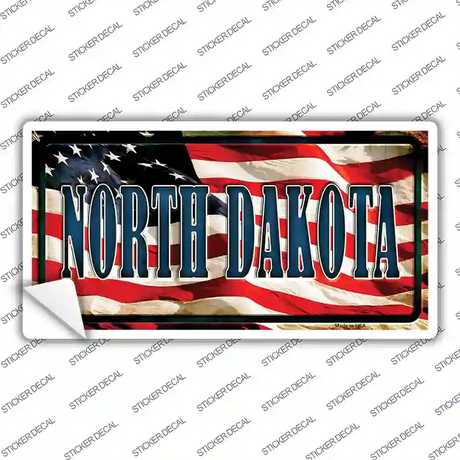 North Dakota on American Flag Novelty Sticker Decal