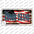 Rhode Island on American Flag Novelty Sticker Decal