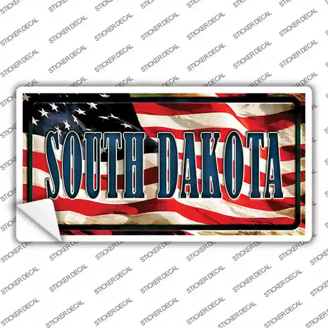 South Dakota on American Flag Novelty Sticker Decal