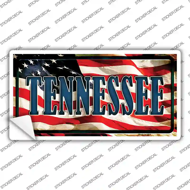 Tennessee on American Flag Novelty Sticker Decal