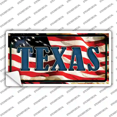Texas on American Flag Novelty Sticker Decal