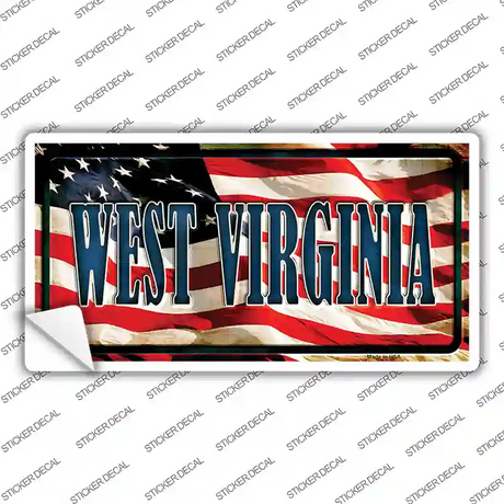West Virginia on American Flag Novelty Sticker Decal