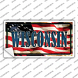 Wisconsin on American Flag Novelty Sticker Decal