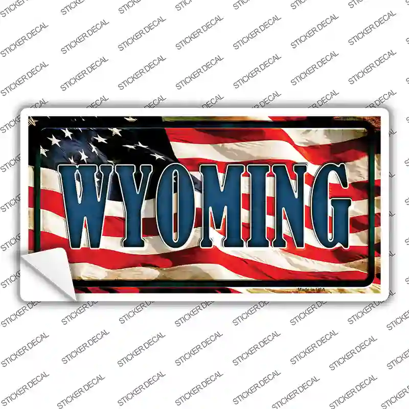 Wyoming on American Flag Novelty Sticker Decal