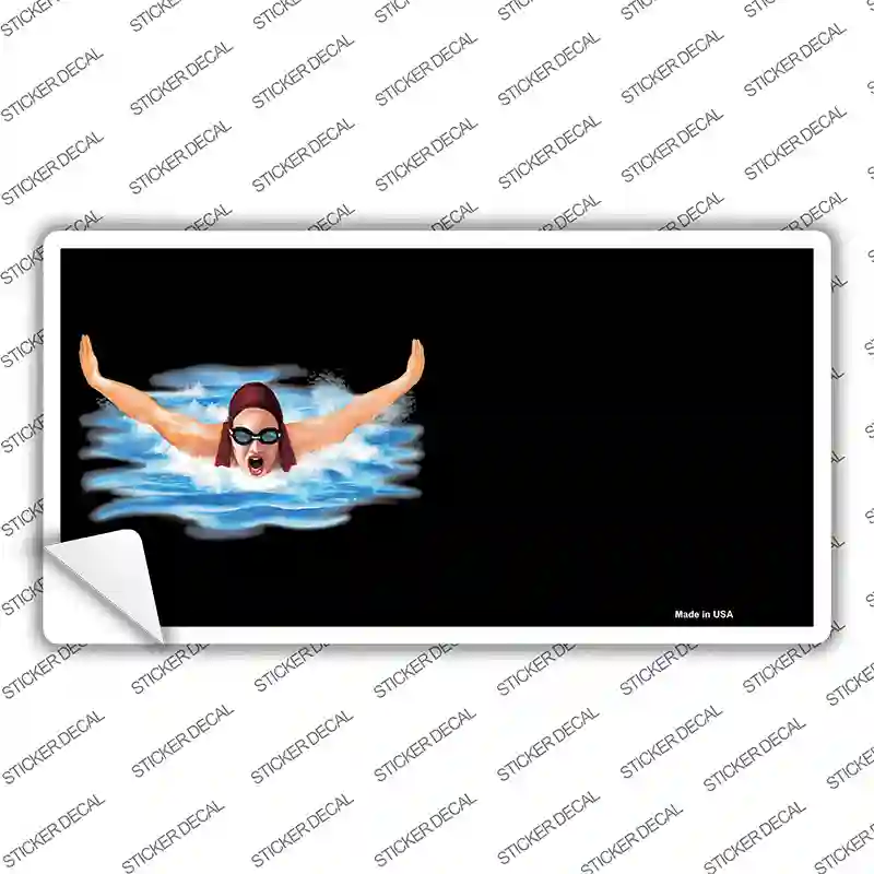Female Swimmer Offset Novelty Sticker Decal
