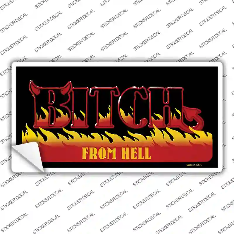 Bitch From Hell Flames Novelty Sticker Decal