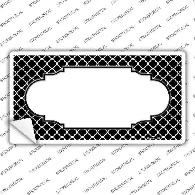 Black White Quatrefoil Center Scallop Novelty Sticker Decal