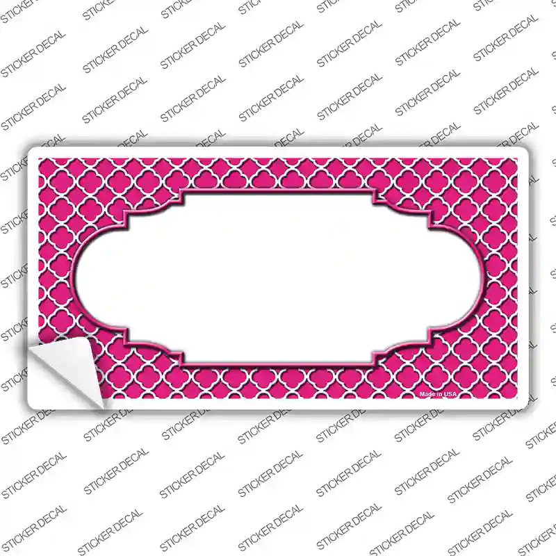 Pink White Quatrefoil Center Scallop Novelty Sticker Decal