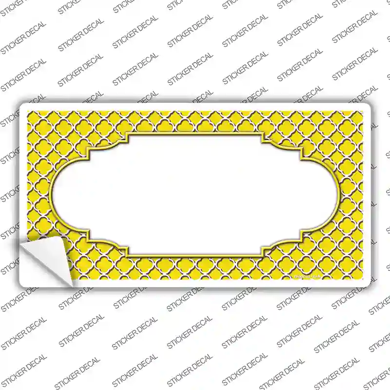 Yellow White Quatrefoil Center Scallop Novelty Sticker Decal