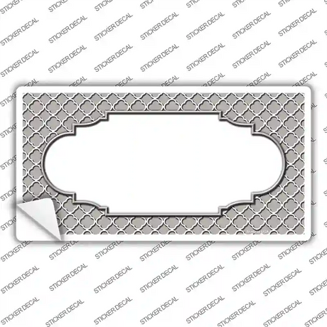 Grey White Quatrefoil Center Scallop Novelty Sticker Decal