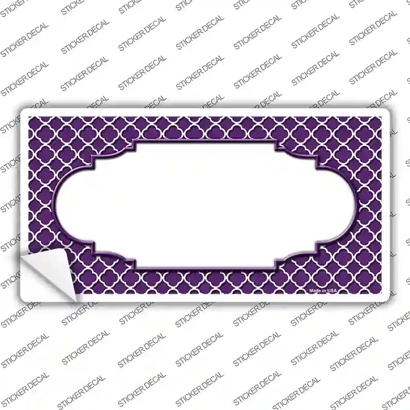 Purple White Quatrefoil Center Scallop Novelty Sticker Decal