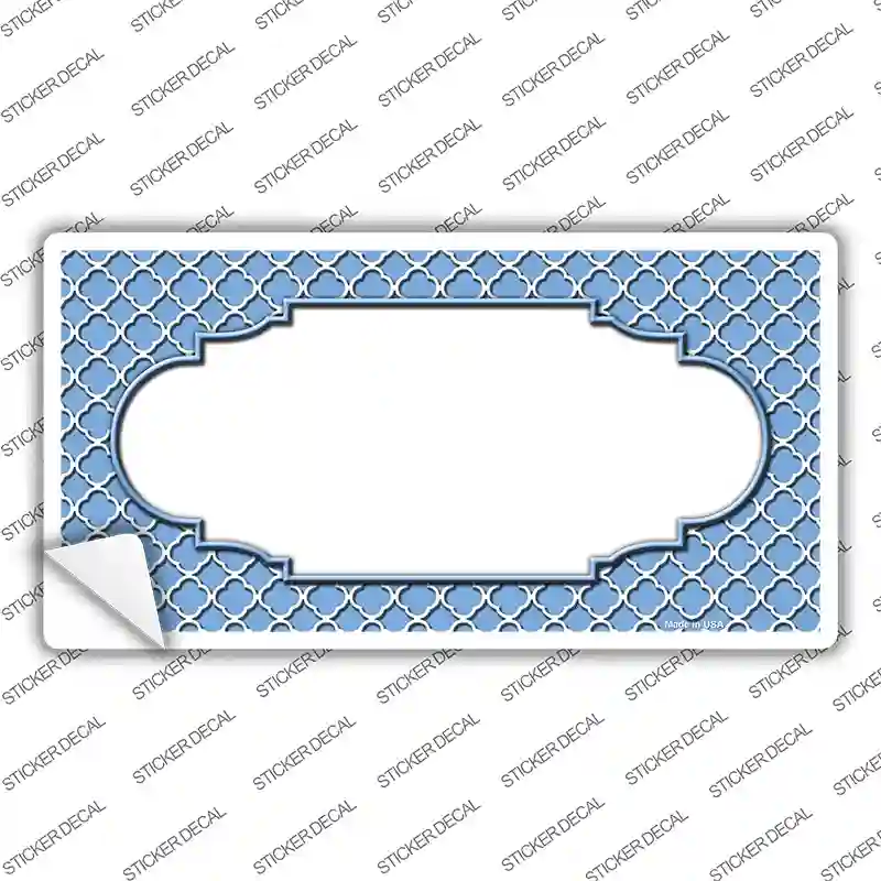 Light Blue White Quatrefoil Center Scallop Novelty Sticker Decal