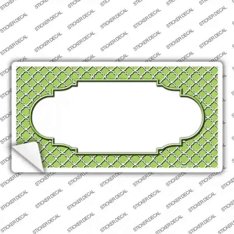 Lime Green White Quatrefoil Center Scallop Novelty Sticker Decal