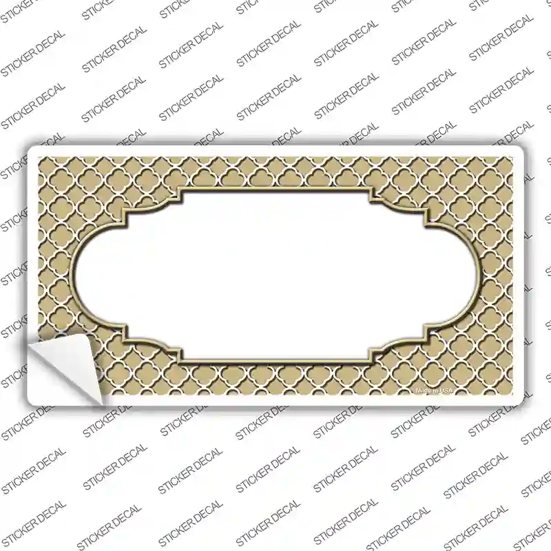 Gold White Quatrefoil Center Scallop Novelty Sticker Decal