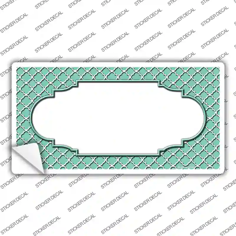 Mint White Quatrefoil Center Scallop Novelty Sticker Decal