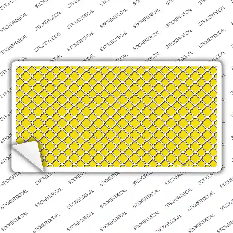 Yellow White Quatrefoil Novelty Sticker Decal