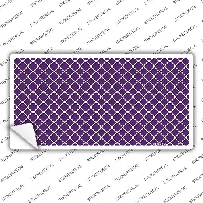 Purple White Quatrefoil Novelty Sticker Decal
