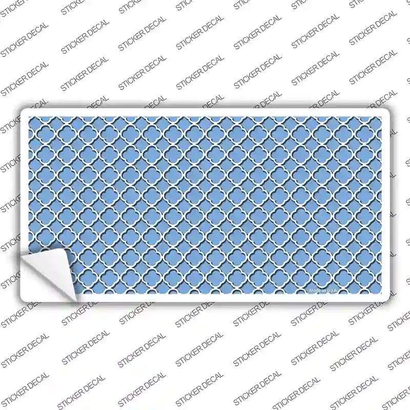 Light Blue White Quatrefoil Novelty Sticker Decal