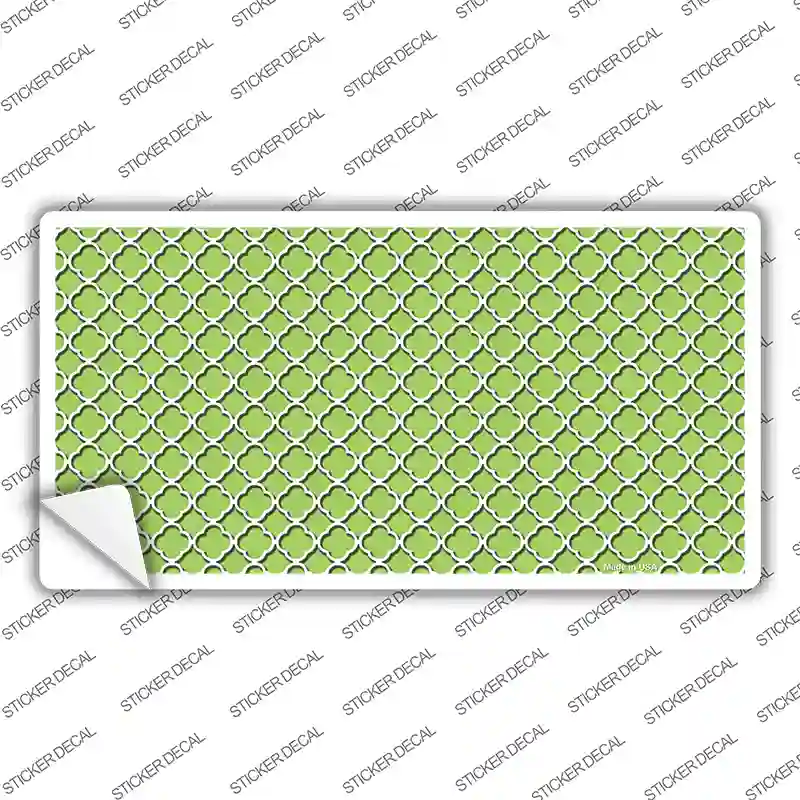 Lime Green White Quatrefoil Novelty Sticker Decal