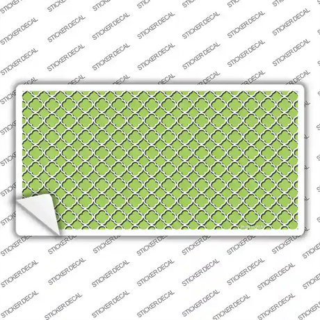 Lime Green White Quatrefoil Novelty Sticker Decal