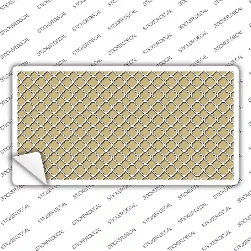 Gold White Quatrefoil Novelty Sticker Decal