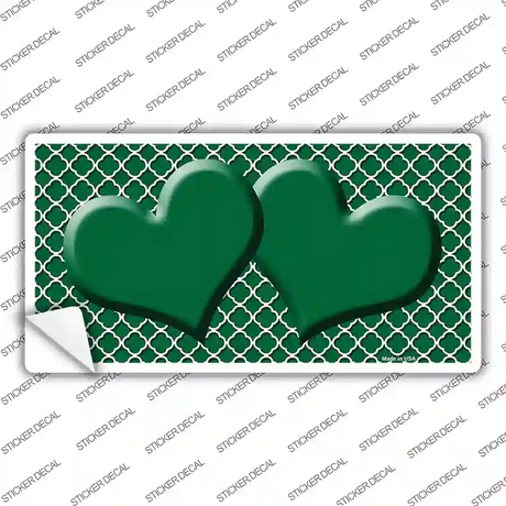 Green White Quatrefoil Green Center Hearts Novelty Sticker Decal