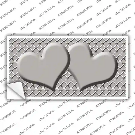 Grey White Quatrefoil Grey Center Hearts Novelty Sticker Decal