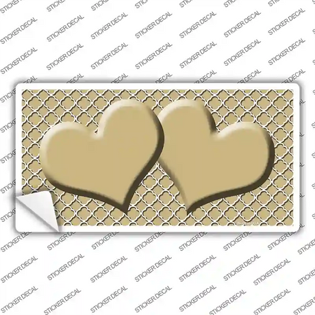 Gold White Quatrefoil Gold Center Hearts Novelty Sticker Decal
