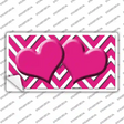 Pink White Chevron Hot Pink Center Hearts Novelty Sticker Decal