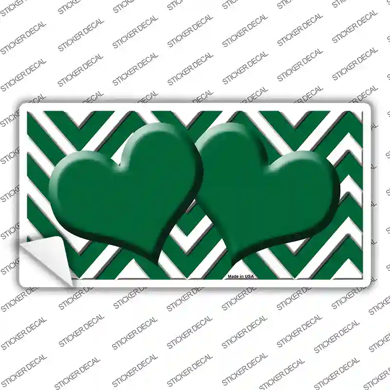 Green Chevron Hearts Novelty Sticker Decal
