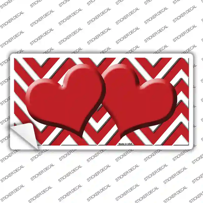 Red Chevron Hearts Novelty Sticker Decal