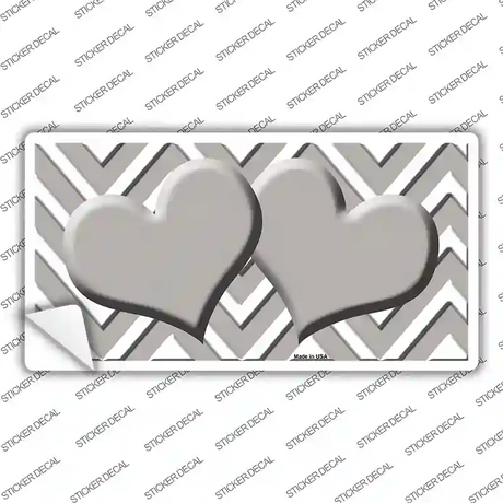 Grey White Chevron Grey Center Hearts Novelty Sticker Decal