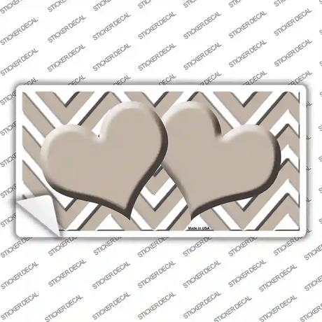Tan Chevron Hearts Novelty Sticker Decal