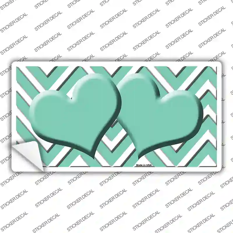 Mint Chevron Hearts Novelty Sticker Decal