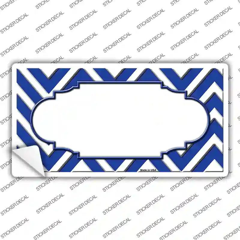 Blue White Chevron Center Scallop Novelty Sticker Decal