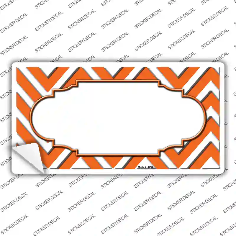 Orange White Chevron Center Scallop Novelty Sticker Decal