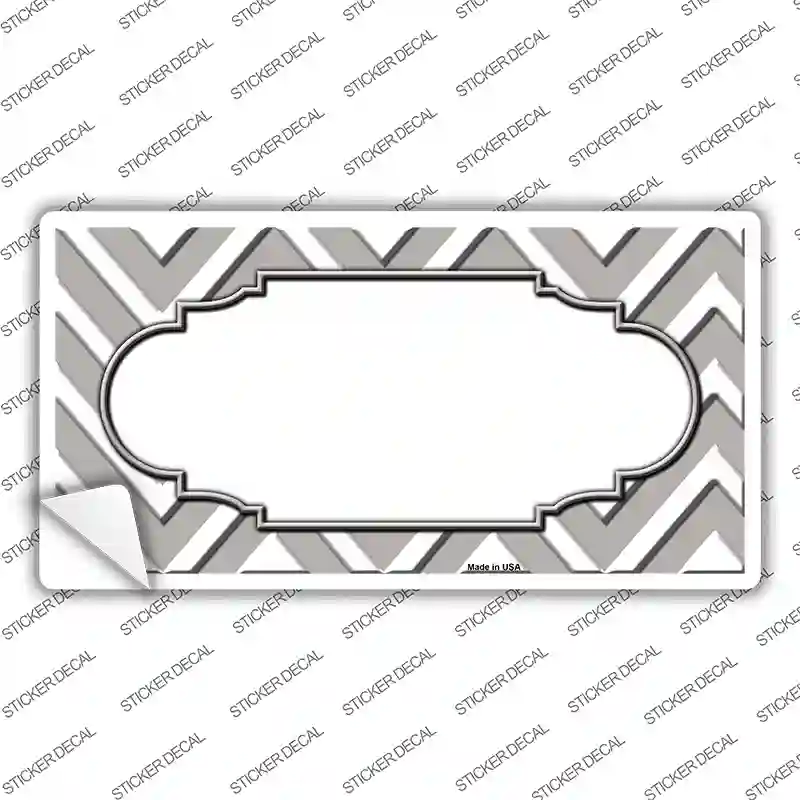 Grey White Chevron Center Scallop Novelty Sticker Decal