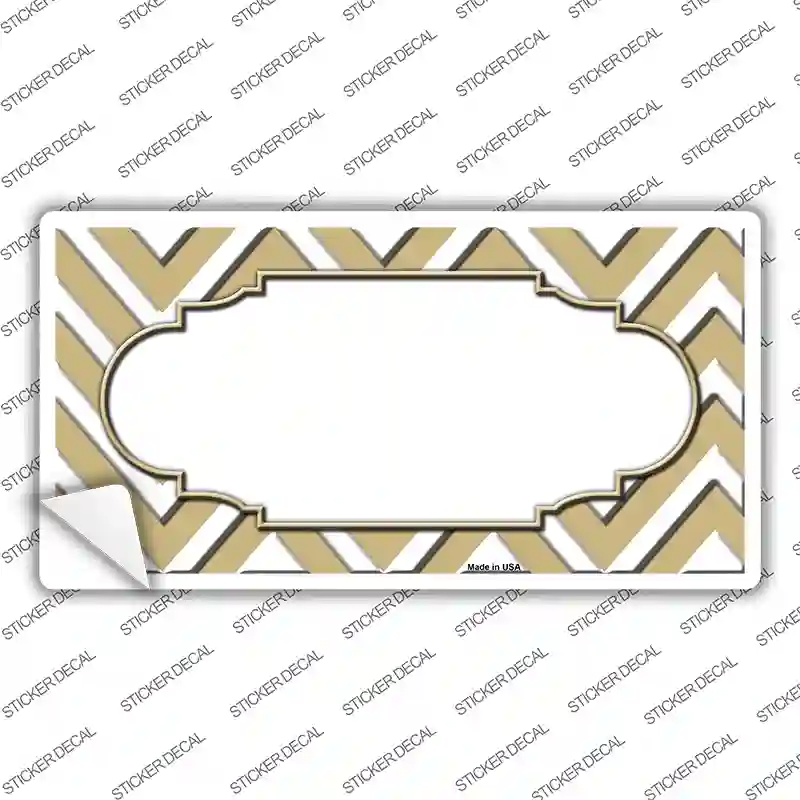 Gold White Chevron Center Scallop Novelty Sticker Decal