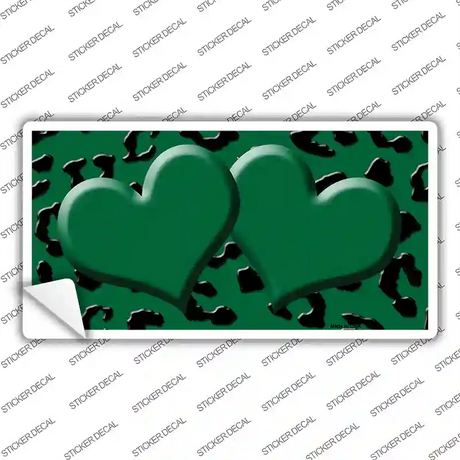 Green Black Cheetah Green Center Hearts Novelty Sticker Decal