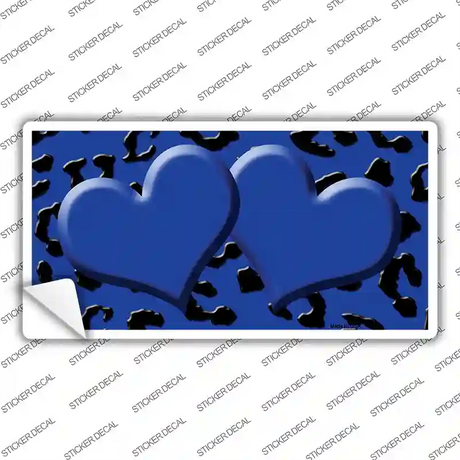 Blue Black Cheetah Blue Center Hearts Novelty Sticker Decal