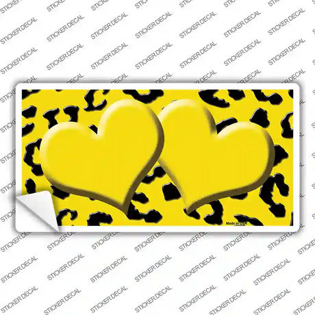 Yellow Black Cheetah Yellow Center Hearts Novelty Sticker Decal