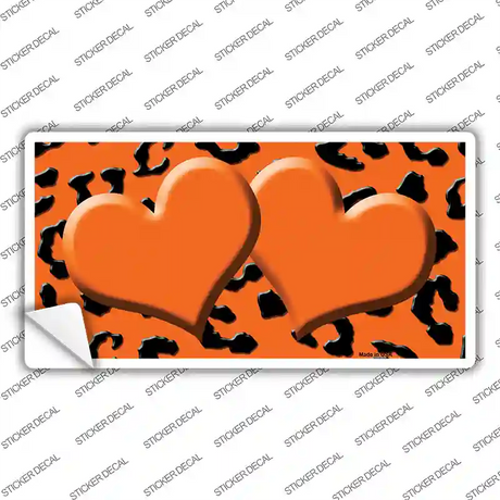 Orange Black Cheetah Orange Center Hearts Novelty Sticker Decal