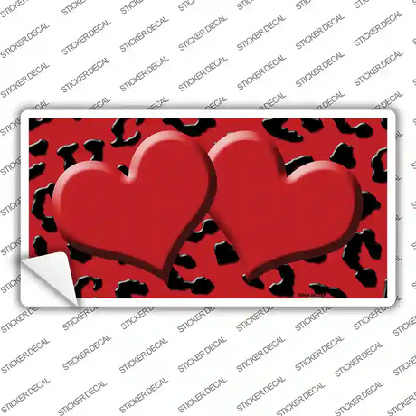 Red Black Cheetah Red Center Hearts Novelty Sticker Decal