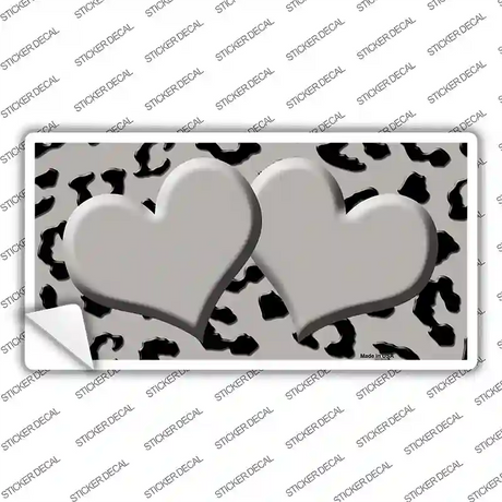 Grey Black Cheetah Gray Center Hearts Novelty Sticker Decal